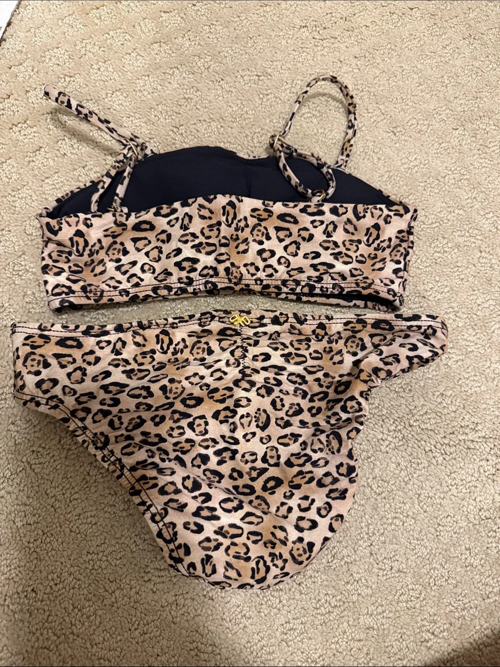 PQ Swim Girls Leopard Print Bikini - Tan & Black